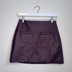 A New Day Faux Leather Burgundy Mini Skirt